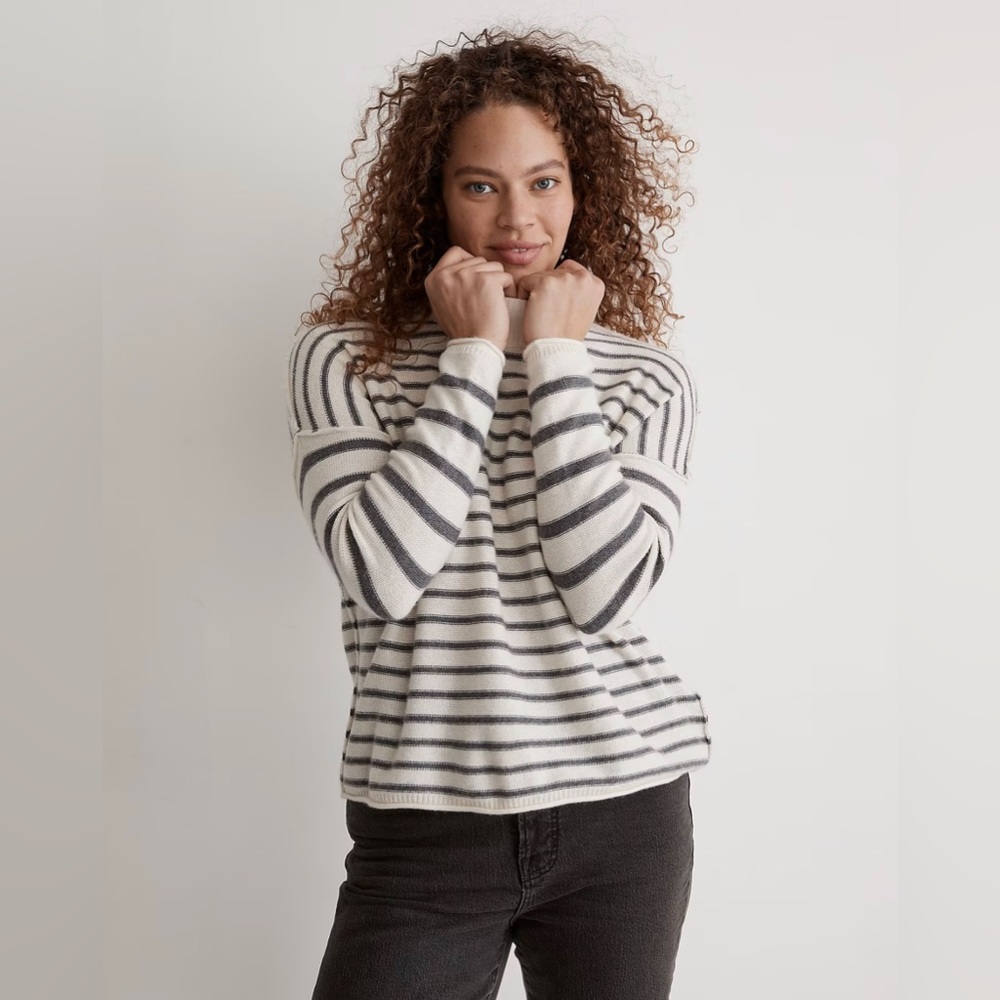 NWT Stripe-Play Mockneck Pullover Sweater